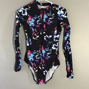 Floral Long Sleeve Swimsuit Size Small